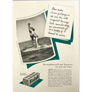 Kodak Film "The Snapshots for Tomorrow You Must Take Today" Print Ad 1936